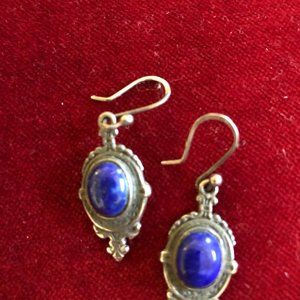 Vintage Drop Earrings - Lapis/Metal